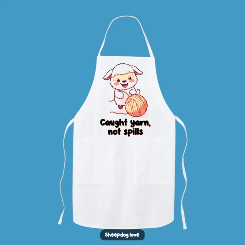 Funny Sheepdog Yarn Ball Apron: Cook with Canine Joy and Kitchen Fun