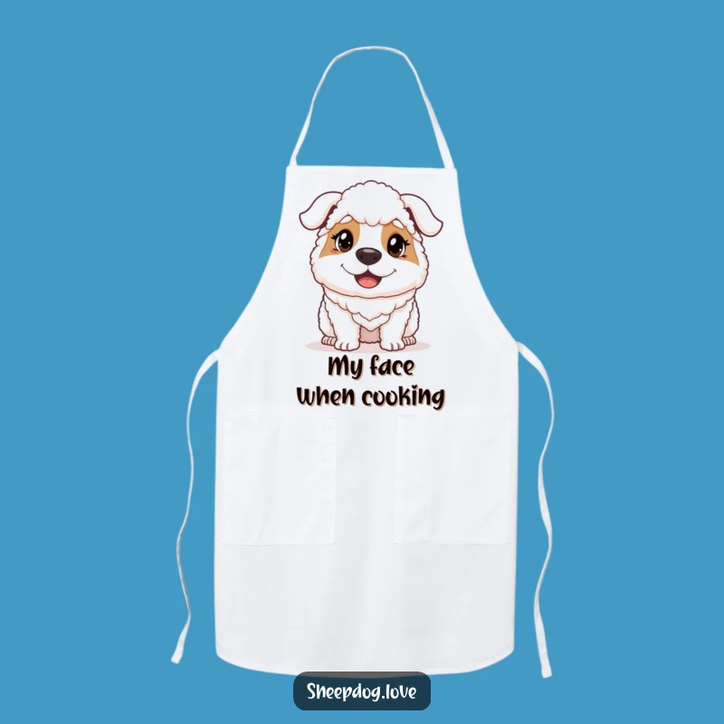 Funny Determined Sheepdog Apron - Kitchen Confidence with a Happy Face Gift