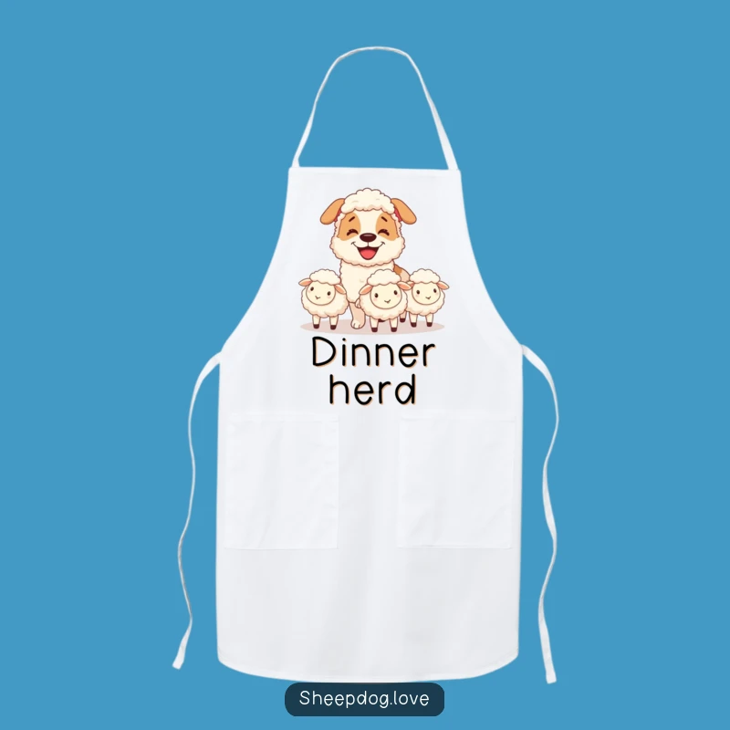 Funny Grinning Sheepdog Chef Apron - Humorous Kitchen Wear for Dog Lovers