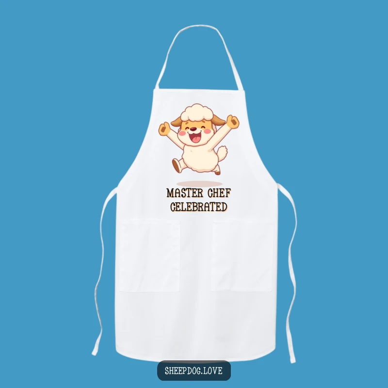 Funny Sheepdog Celebration Apron: Kitchen Victory Leap - Practical Funny Gift!