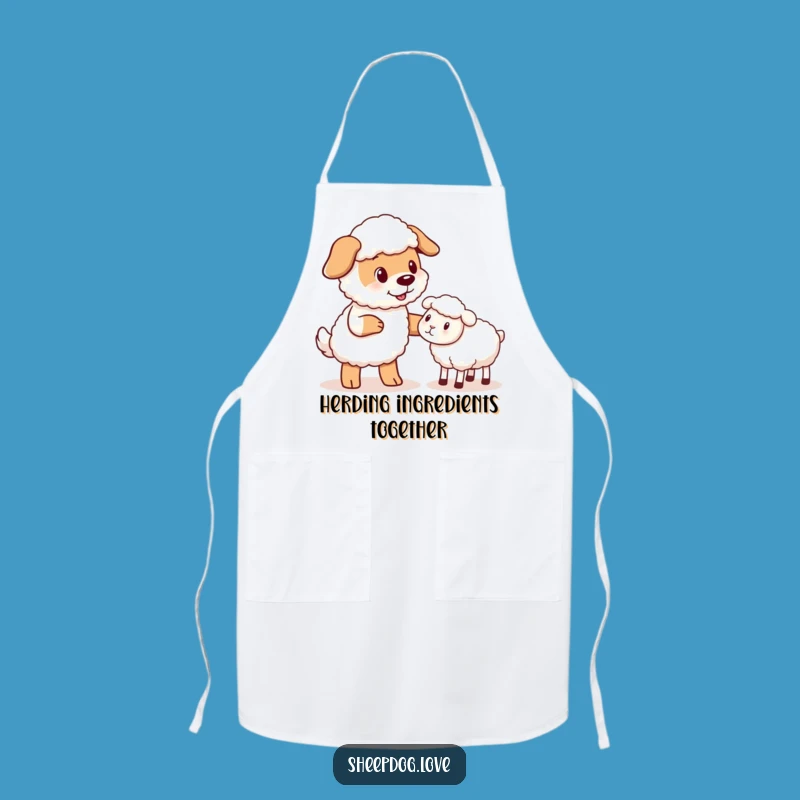 Funny Sheepdog Nudge Apron: Cook Up Laughs in the Kitchen with this Farm Friend