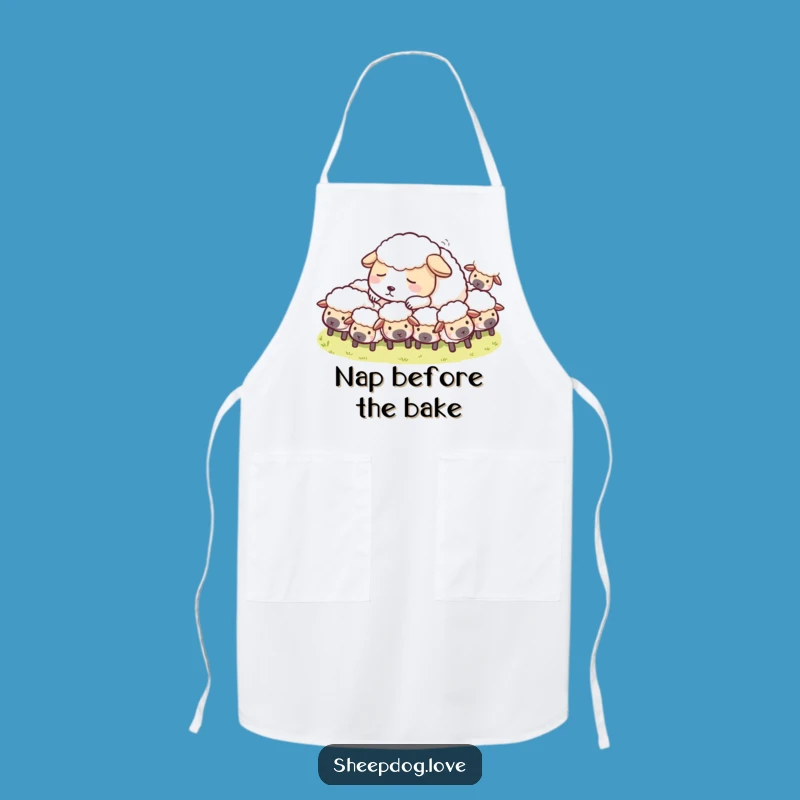 Funny Sheepdog Nap Apron: Peaceful Shepherd Dog Kitchen Gift