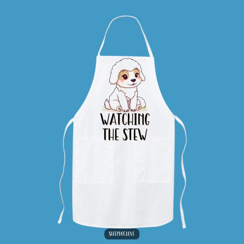 Funny Sheepdog Apron: Calm Watcher Chef Wear, Humorous Kitchen Gift