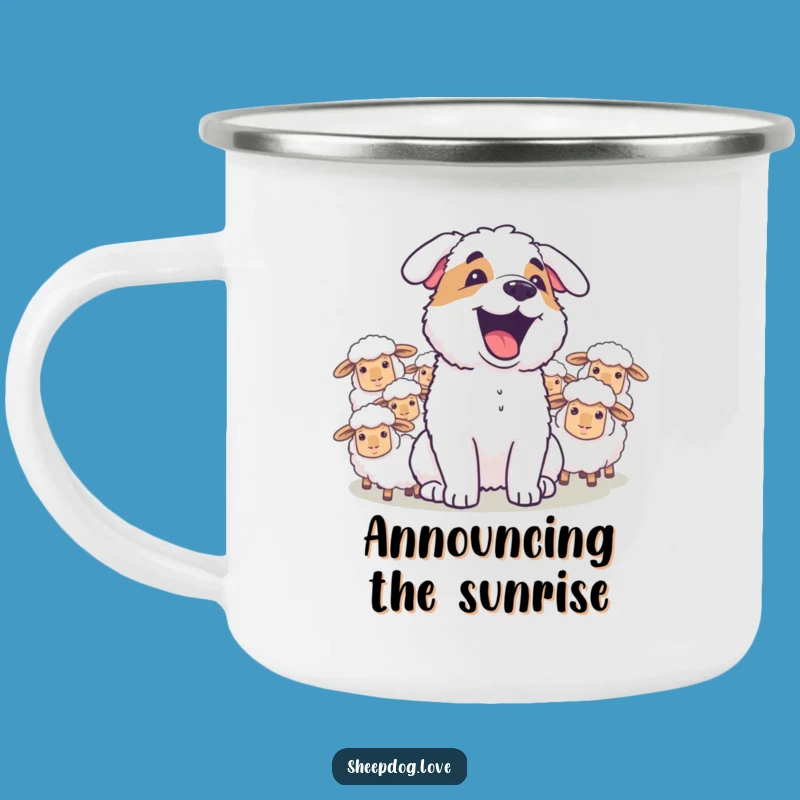 Funny Joyful Sheepdog Barking Camping Mug - Rugged Cheer for Outdoor Adventures Gift