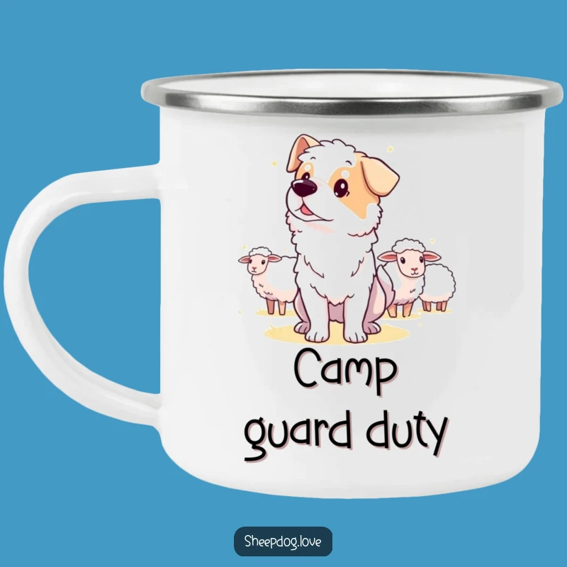 Funny Guard Sheepdog Camping Mug, Alert Adventure Companion