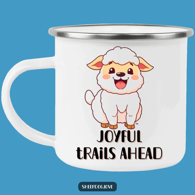 Funny Happy Sheepdog Camping Mug: Wagging Tail Adventure Cup, Great Gift