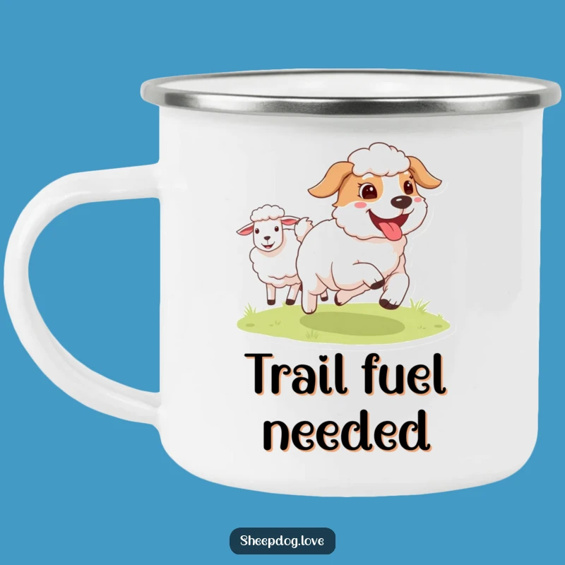 Funny Tongue Out Sheepdog Camping Mug - Outdoor Runner Dog Adventure Gift
