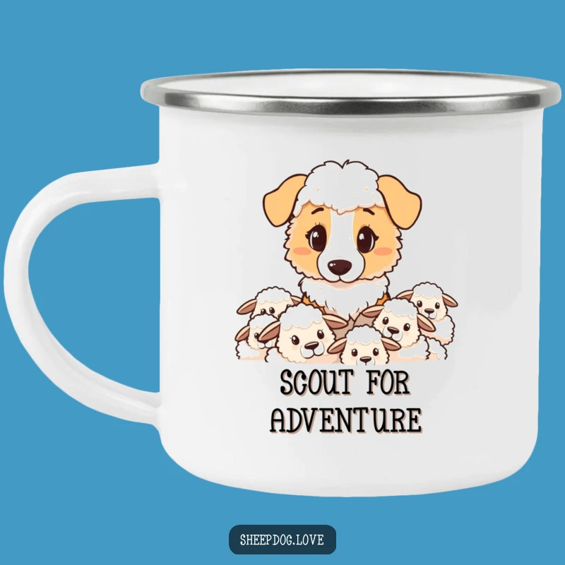 Funny Sheepdog Camping Mug: Determined Watcher, Outdoor Funny Gift