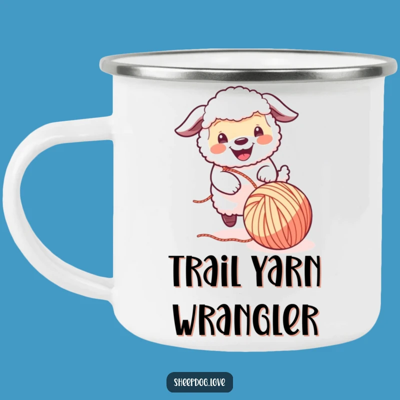 Funny Sheepdog Yarn Ball Camping Mug: Adventure Fueled by Canine Playfulness