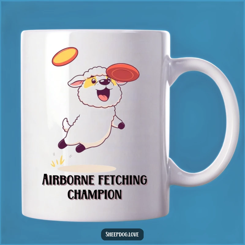 Funny Sheepdog Frisbee Catch Mug: A Hilarious Gift for Dog Lovers
