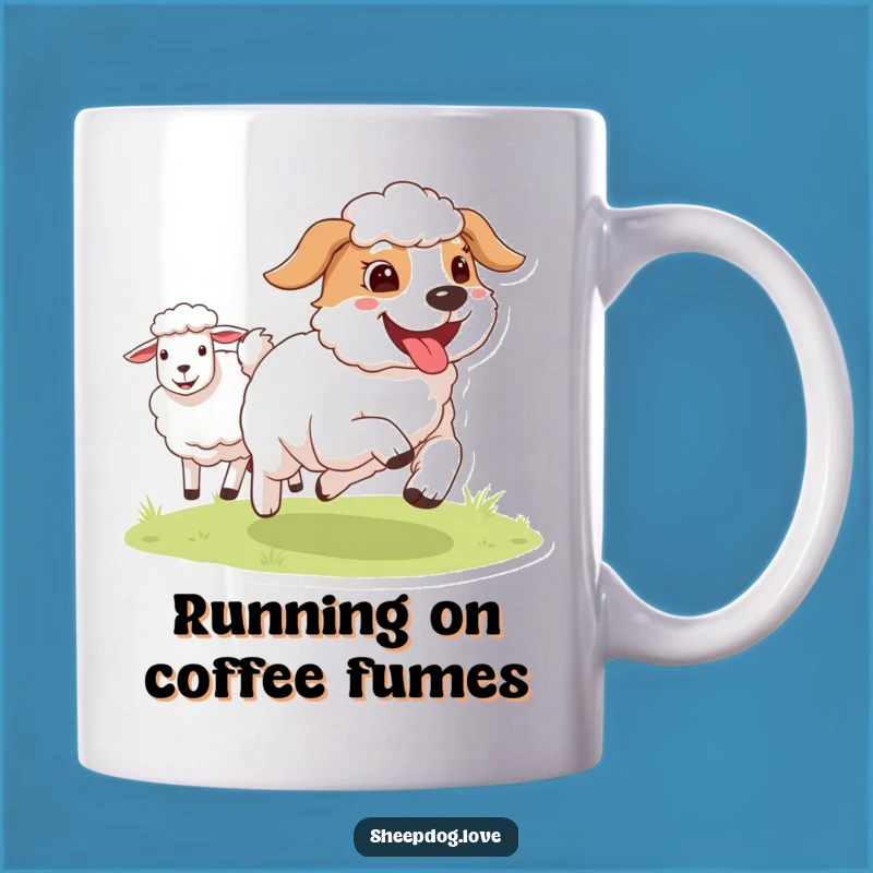 Funny Tongue Out Sheepdog Mug - Happy Runner Dog Gift for Sheep Lovers