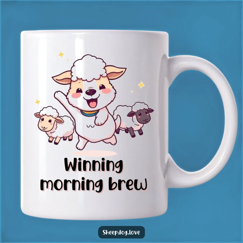 Funny Sheepdog Victory Spin Mug: Celebrate Success with Your Flock Gift