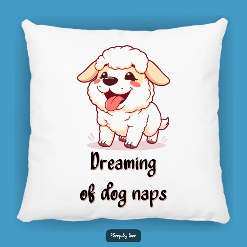 Funny Panting Sheepdog Pillow: Cozy Post-Run Companion, Adorable Gift