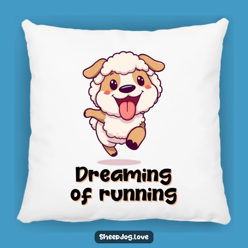Funny Joyful Sheepdog Running Pillow, Comfy Cushion for Dog Fans
