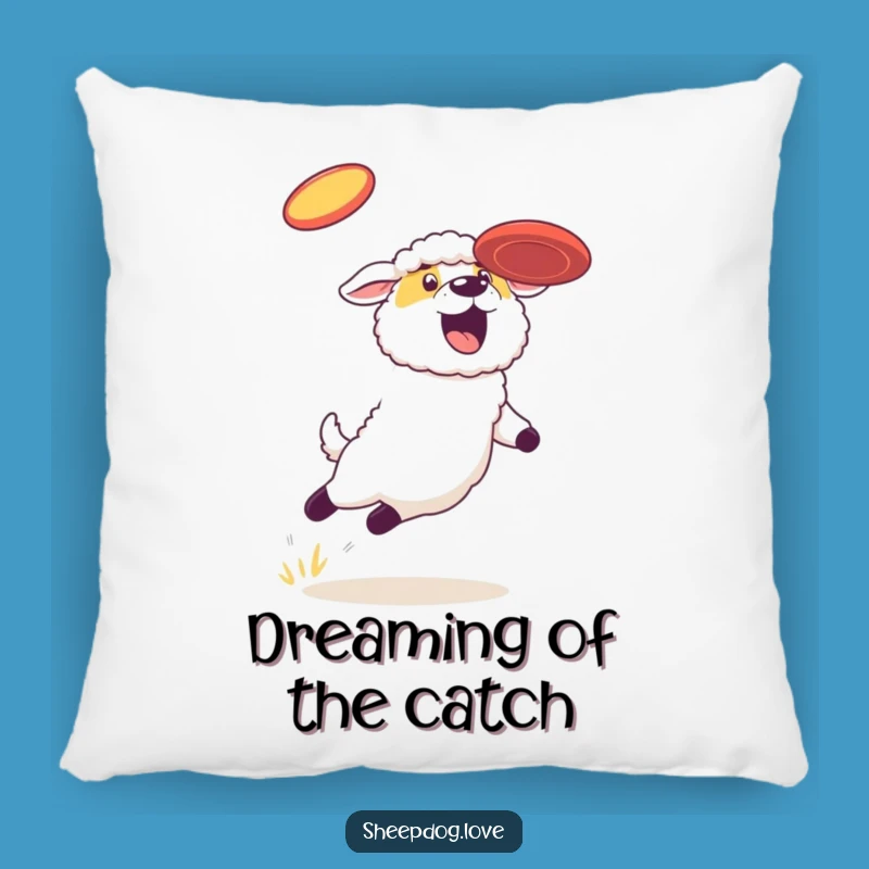 Comfy Funny Sheepdog Frisbee Pillow: Huggable Humor for Your Home