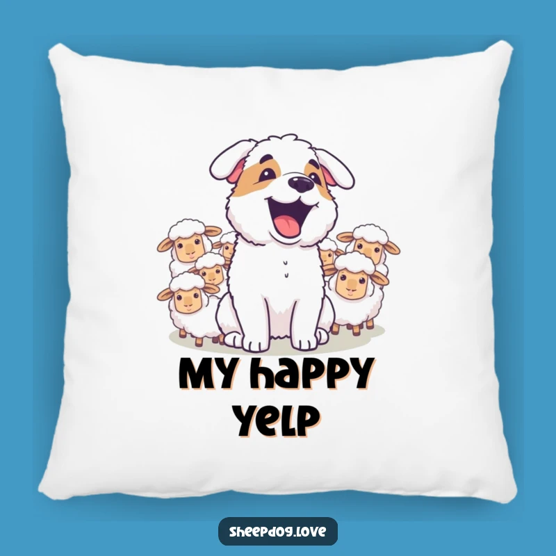 Funny Joyful Sheepdog Barking Pillow - Comfy Accent with a Happy Bark Gift