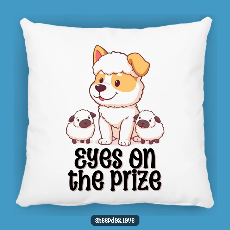 Funny Sheepdog Pillow: Determined Happy Watcher Decor, Soft and Hilarious Accent