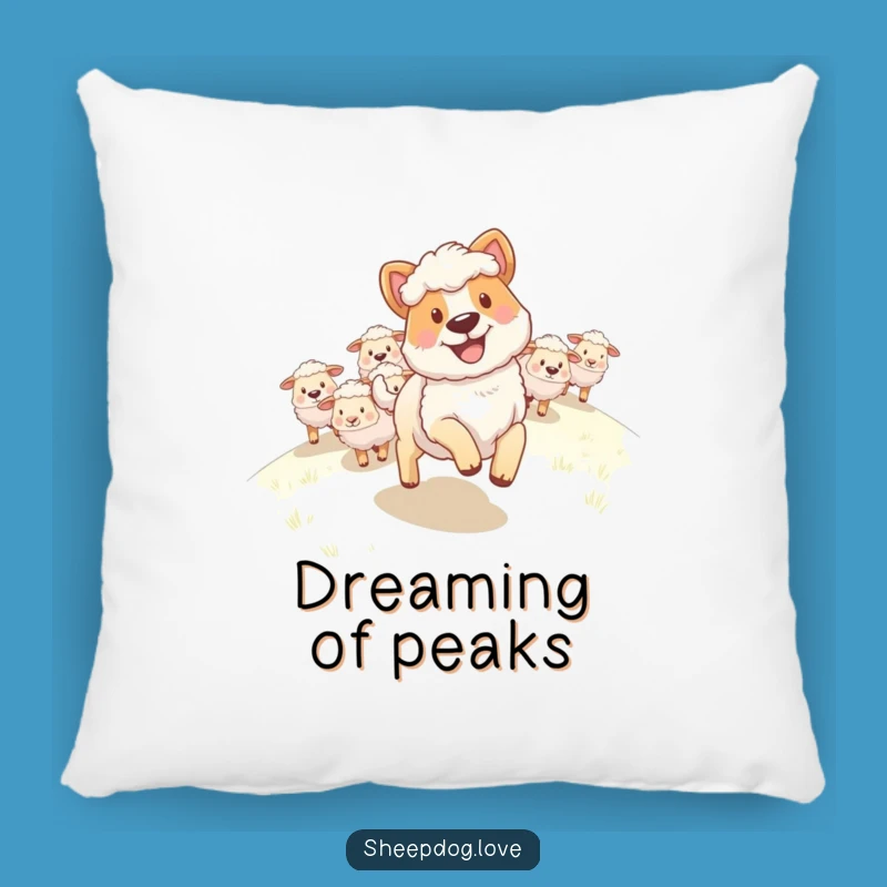 Funny Sheepdog Pillow: Happy Grin Leading Flock Uphill Decor, Soft and Hilarious Accent