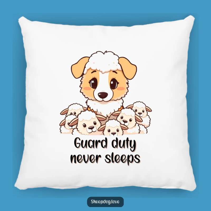 Funny Sheepdog Pillow: Steadfast Watcher, Cozy Funny Gift