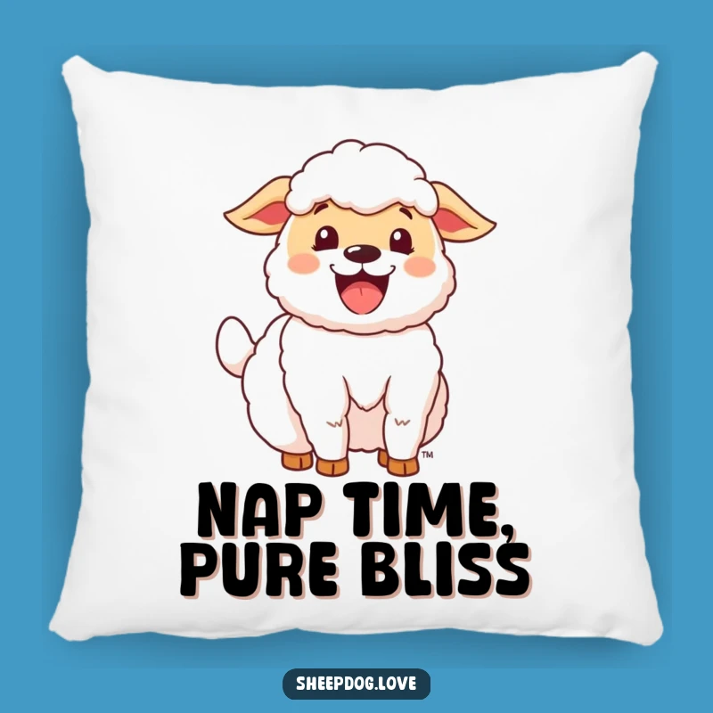 Funny Happy Sheepdog Pillow: Cozy Wagging Companion, Adorable Dog Gift