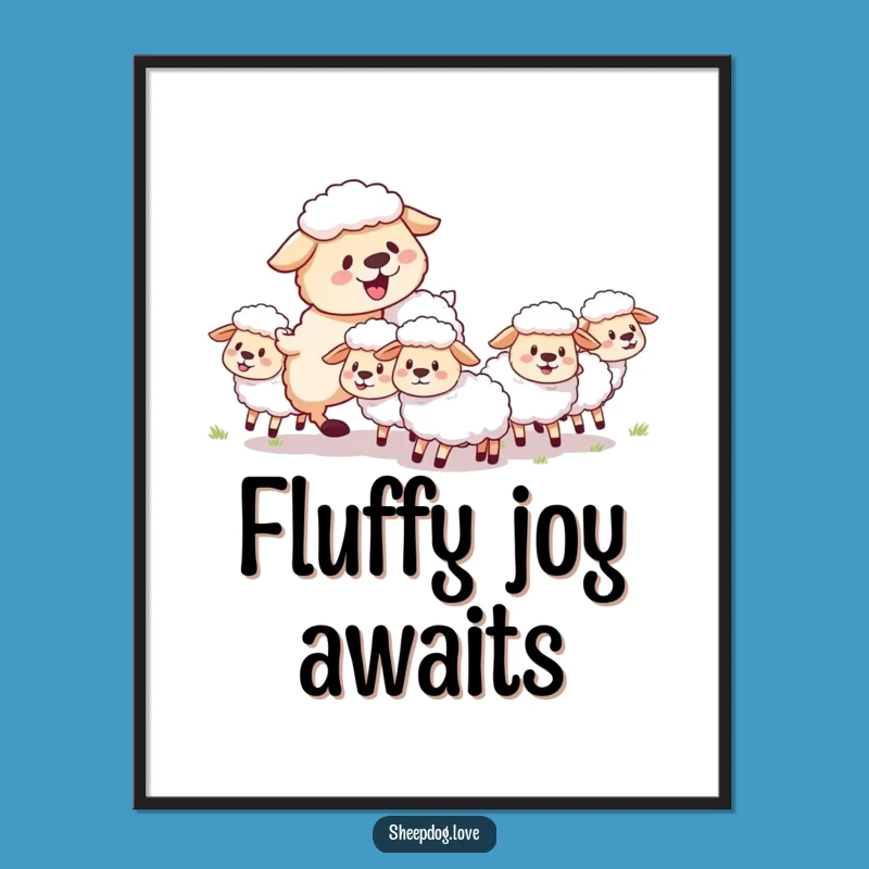 Funny Sheepdog Digital Art: Joyful Herder Dog Printable Gift