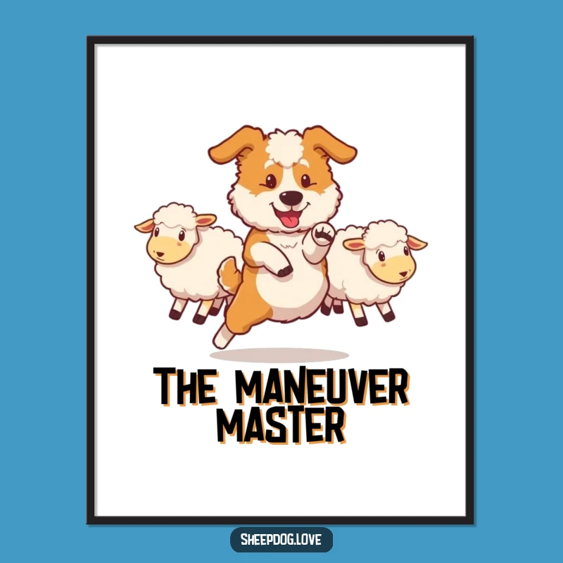 Funny Sheepdog Digital Art: Swift Maneuver, Instant Dynamic Decor