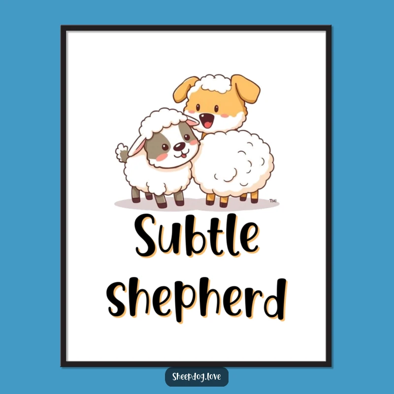 Funny Sheepdog Nudging Digital Art - Instant Gentle Guidance Decor Gift
