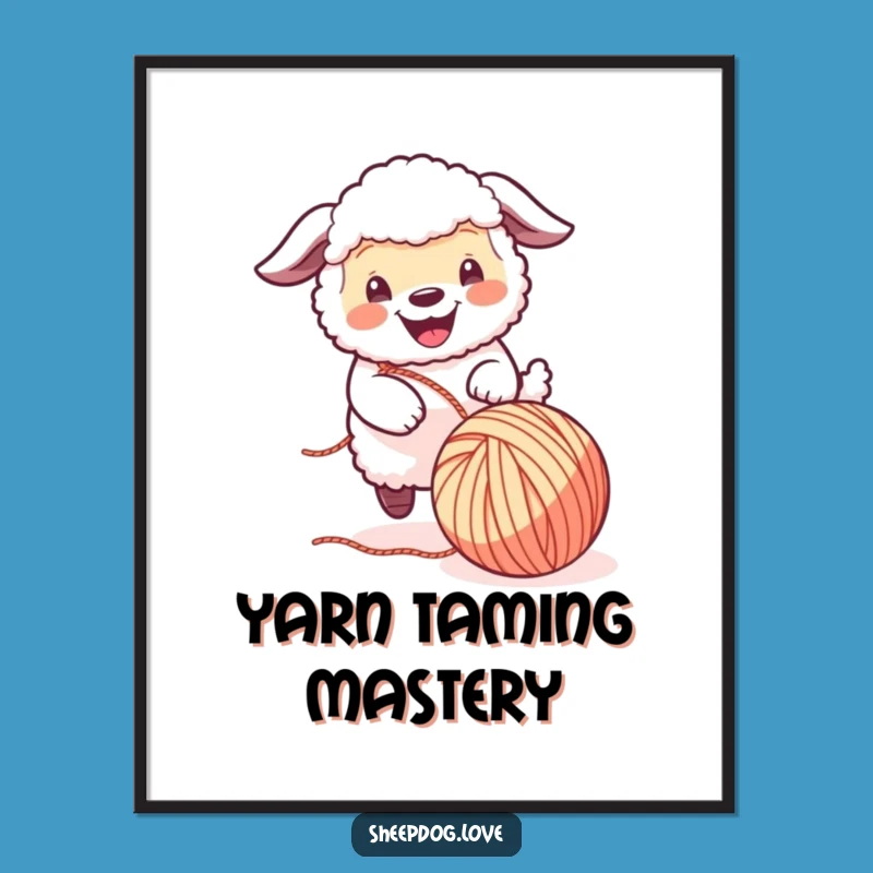 Funny Sheepdog Yarn Ball Digital Print: Instant Canine Charm for Your Walls