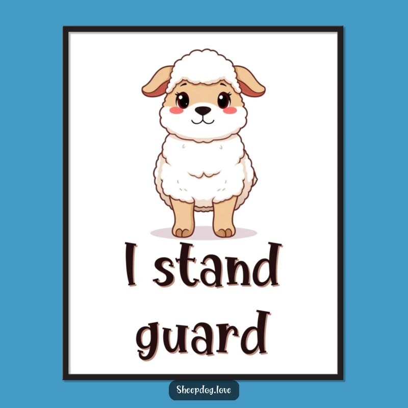 Funny Protective Sheepdog Digital Art - Instant Gentle Loyalty