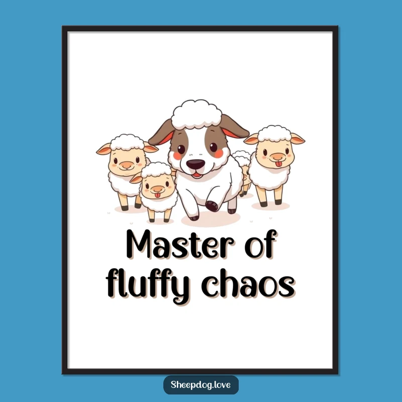 Funny Sheepdog Herding Digital Art - Instant Hilarious Decor Print Gift