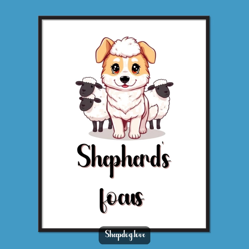 Determined Sheepdog Guiding Digital Art: Instant Motivational Decor