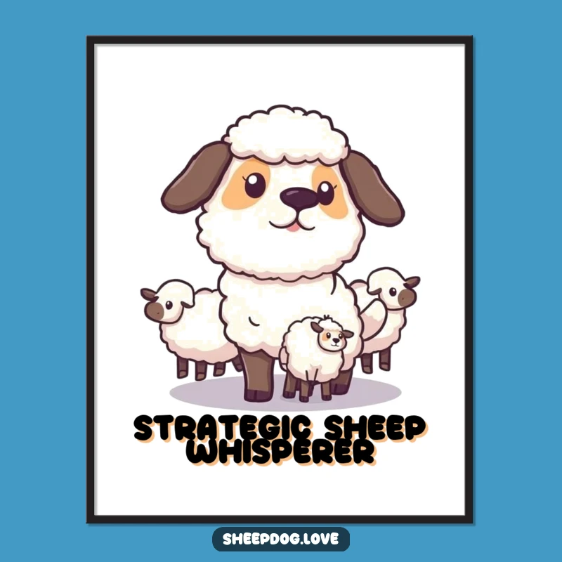 Funny Sheepdog Herding Digital Print: Instant Strategic Charm for Your Walls