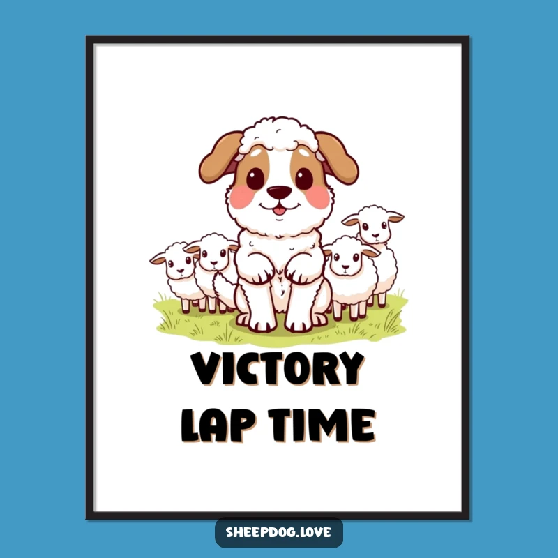 Funny Sheepdog Digital Art Print: Proud Herder, Instant Dog Lover Decor