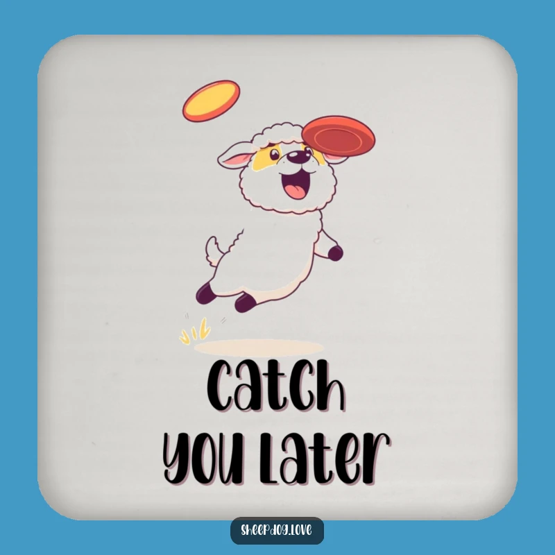 Funny Sheepdog Frisbee Coasters: Protect Surfaces with Canine Comedy