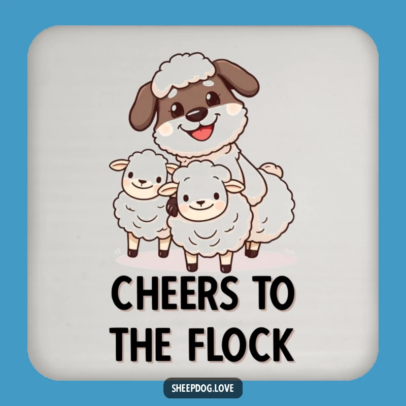 Funny Sheepdog Herder Coaster: Grinning Character Protection, Hilarious Table Accessory
