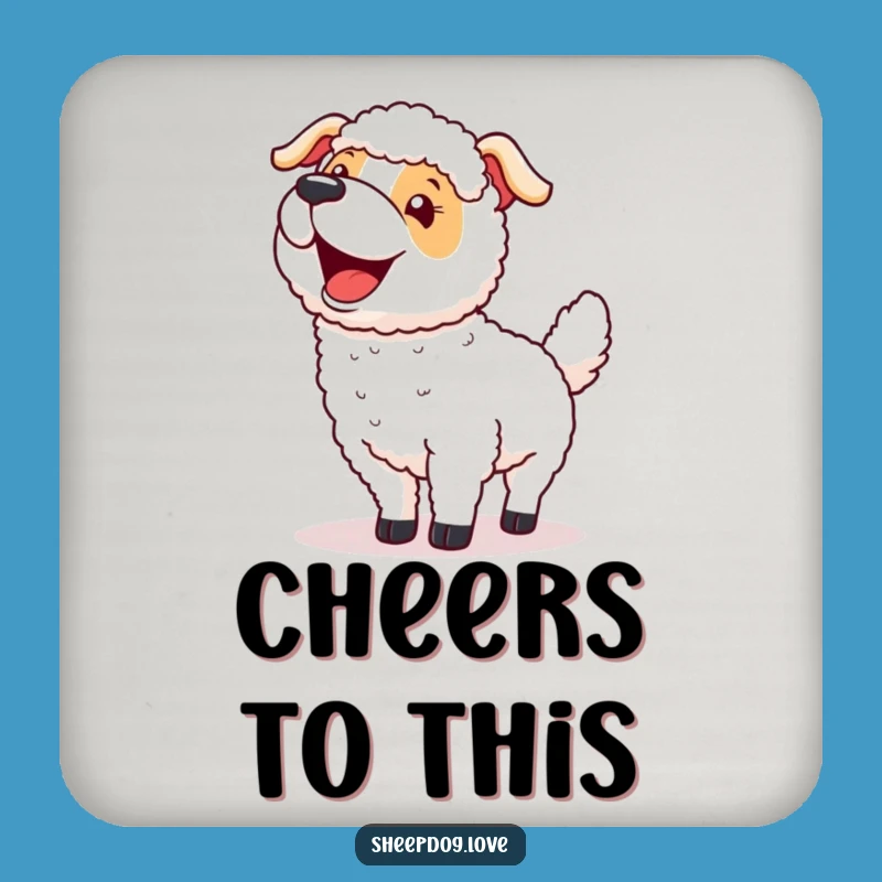 Funny Happy Tails Sheepdog Coaster Set - Humorous Celebration for Tables