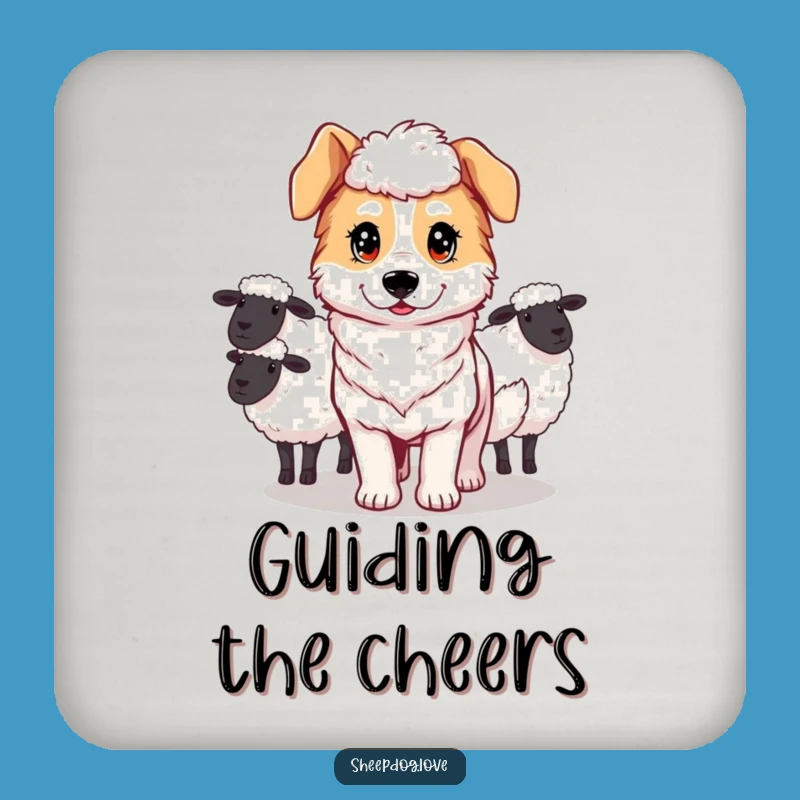 Determined Sheepdog Guiding Coasters: Protect Surfaces with Focus