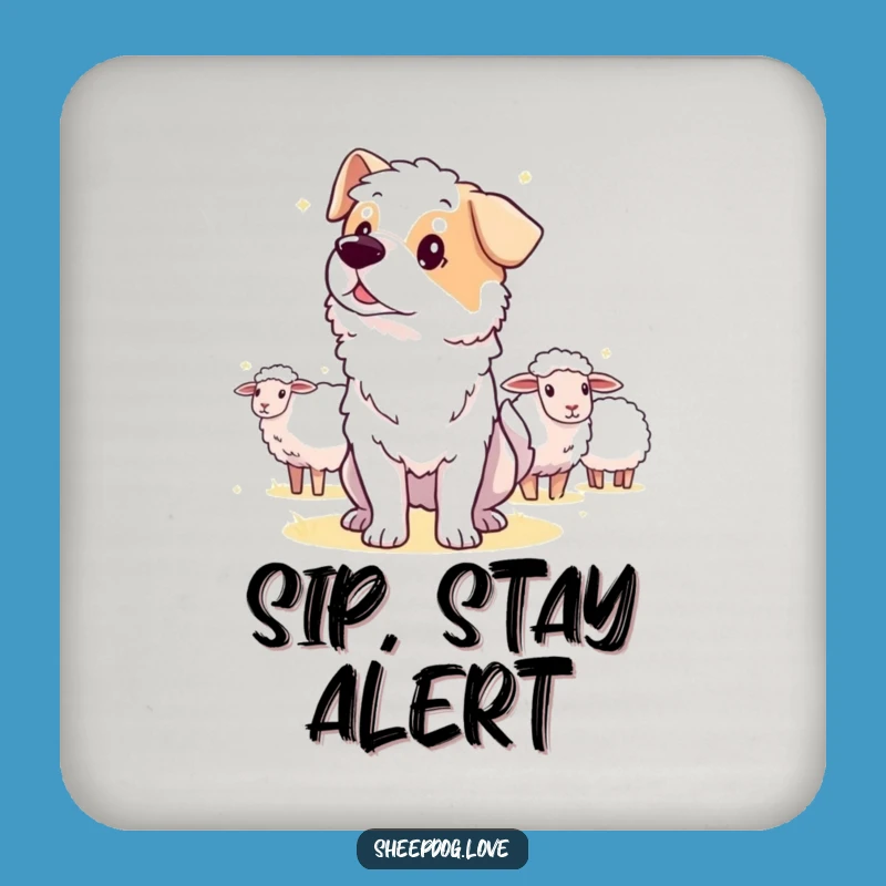 Funny Guard Sheepdog Drink Coaster, Protect Surfaces with Vigilance