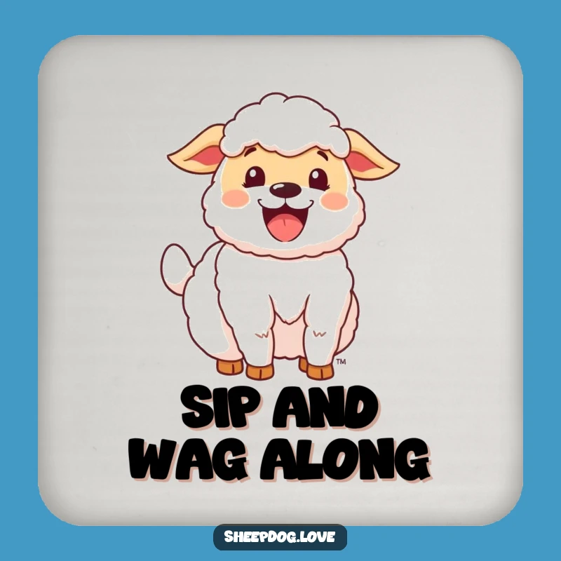 Funny Happy Sheepdog Coaster: Protect Surfaces with Wagging Tail Charm, Gift