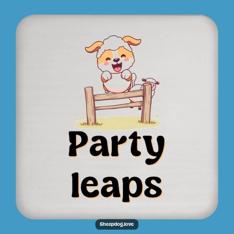 Funny Sheepdog Coaster: Protect Surface Leaping Decor, Cool Funny Farm Gift