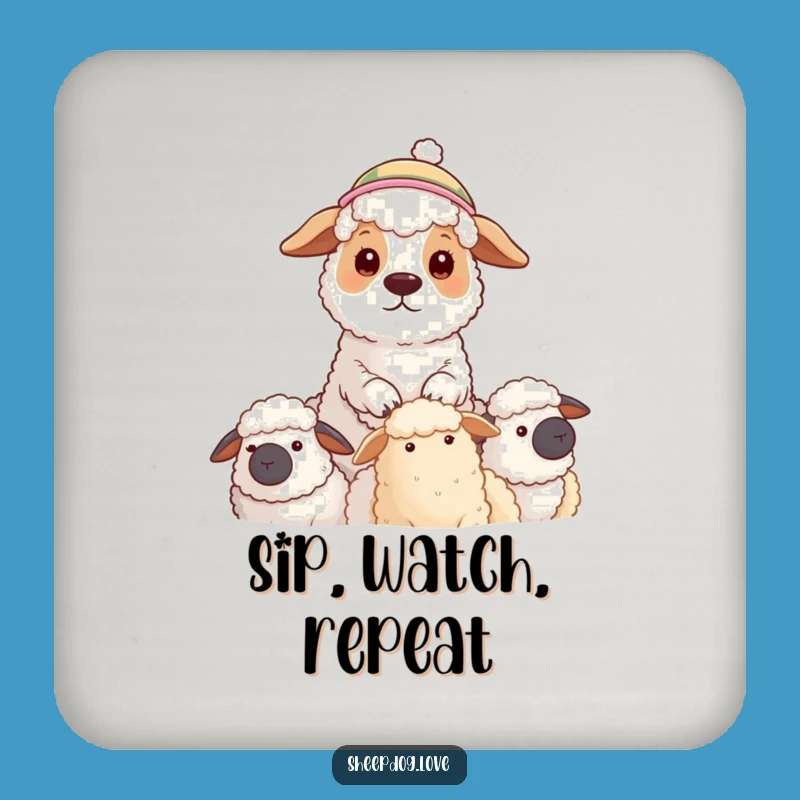 Funny Sheepdog Coaster: Protect Surfaces With Dapper Charm