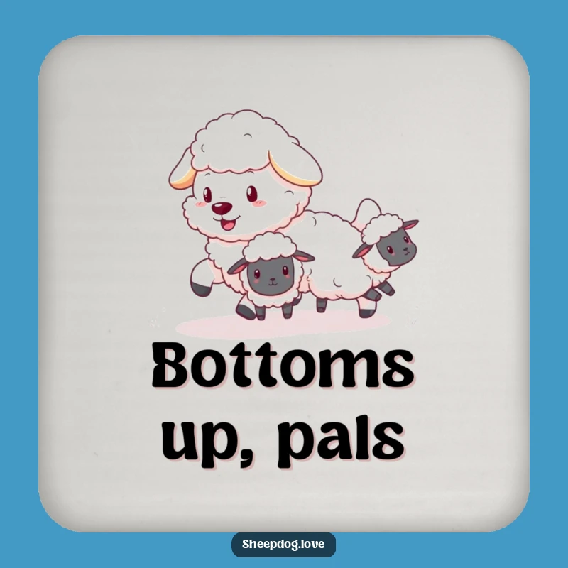 Funny Sheepdog Coasters: Fluffy Herder of Bouncing Sheep Set, Hilarious Protective Drinkware Gift