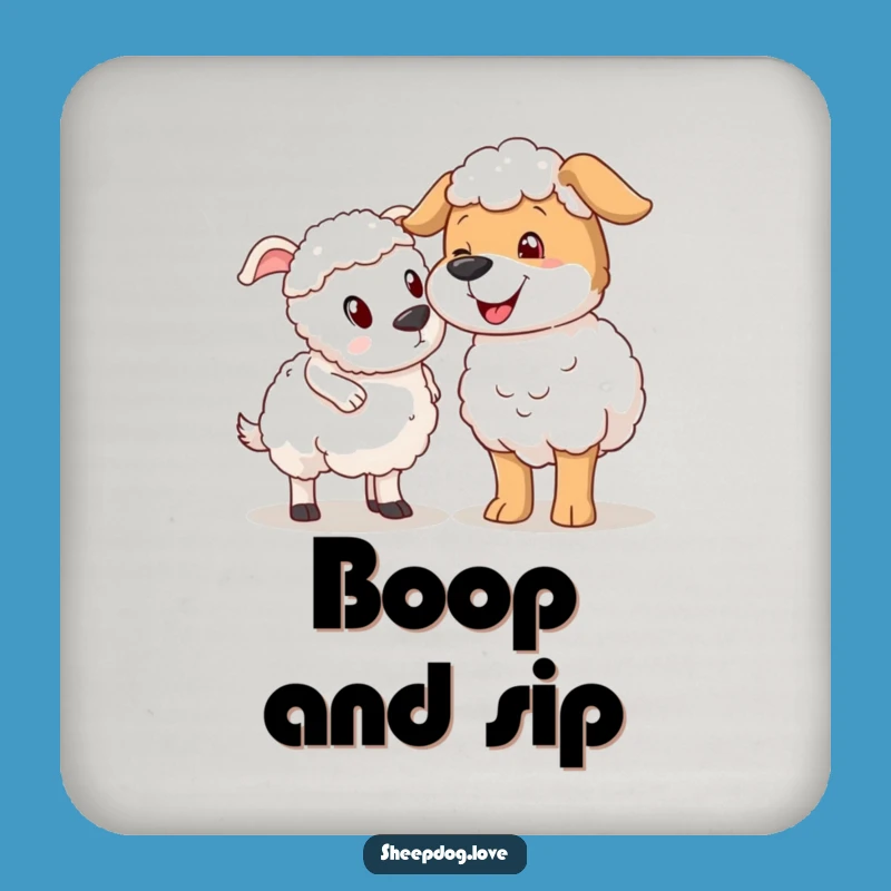 Funny Sheepdog Nudging Sheep Drink Coaster, Protect Surfaces with Charm