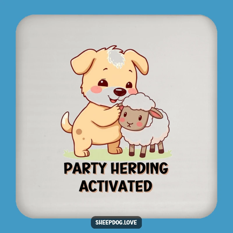 Funny Sheepdog Herder Coaster: Protect Surfaces with Canine Care