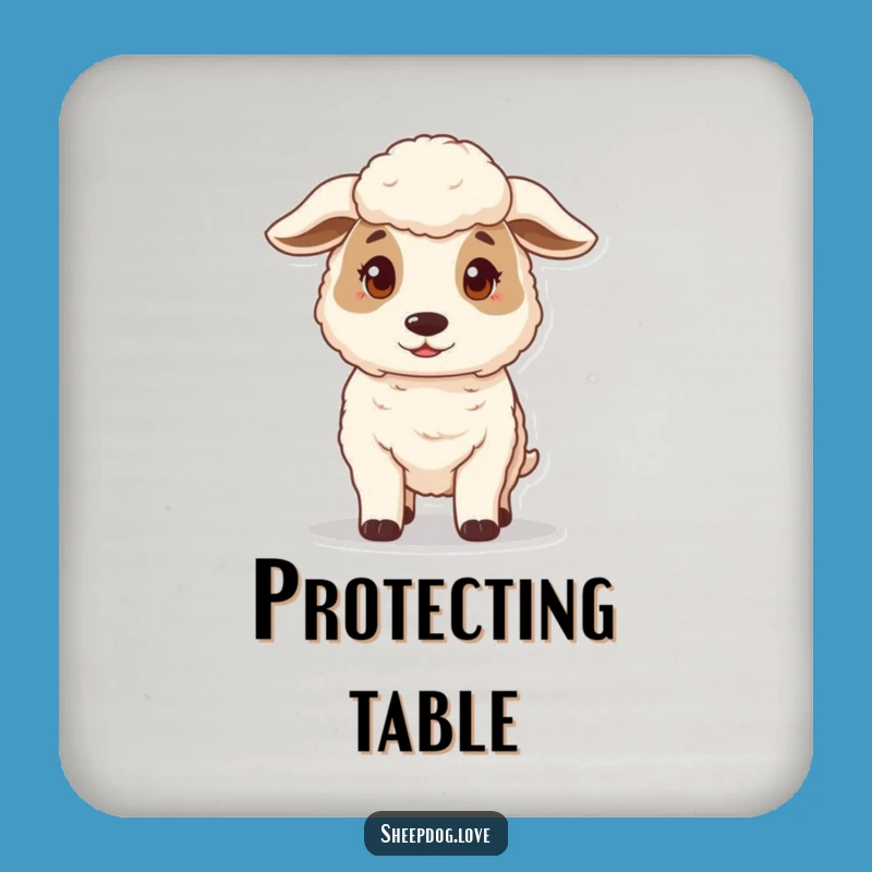 Funny Gentle Guard Sheepdog Coaster Set - Humorous Protection for Tables