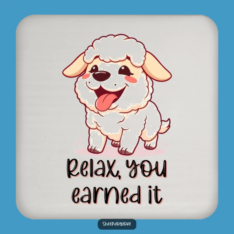 Funny Panting Sheepdog Coaster: Protect Surfaces with Runner's Charm, Gift