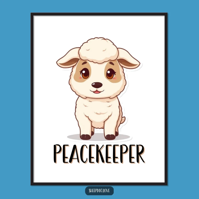 Funny Gentle Guard Sheepdog Poster - Heartwarming Dog Art for Decor