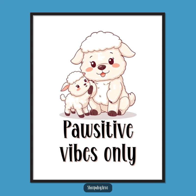 Funny Sheepdog Lamb Poster: Charming Farm Art for Your Walls