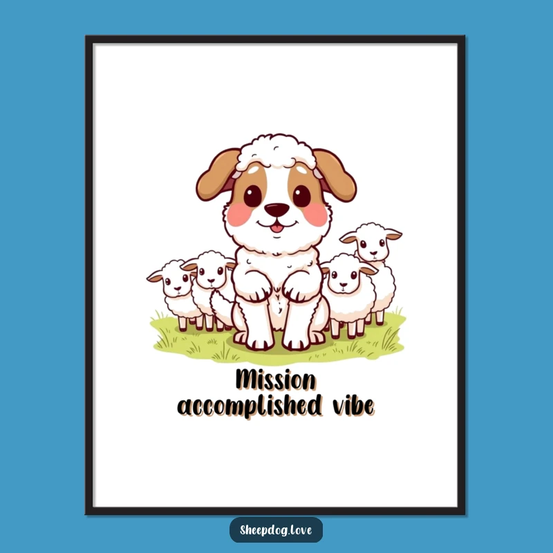 Funny Sheepdog Poster: Proud Herder, Inspiring Wall Art for Dog Lovers