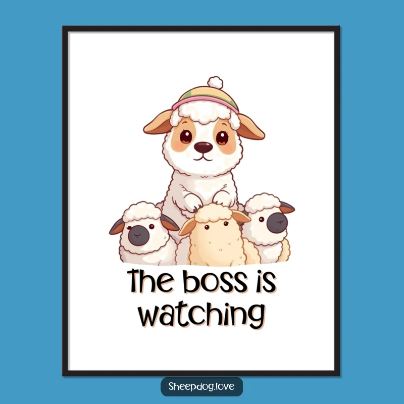 Funny Sheepdog Poster: Dapper Guard Dog Art For Your Walls